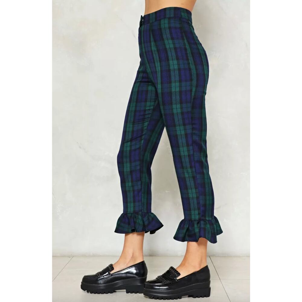 Nasty Gal Collection Nearly There Tartan Ruffle Pants